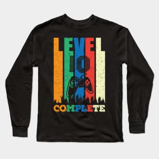 10th Birthday Level 10 Complete Gamer Gift Long Sleeve T-Shirt